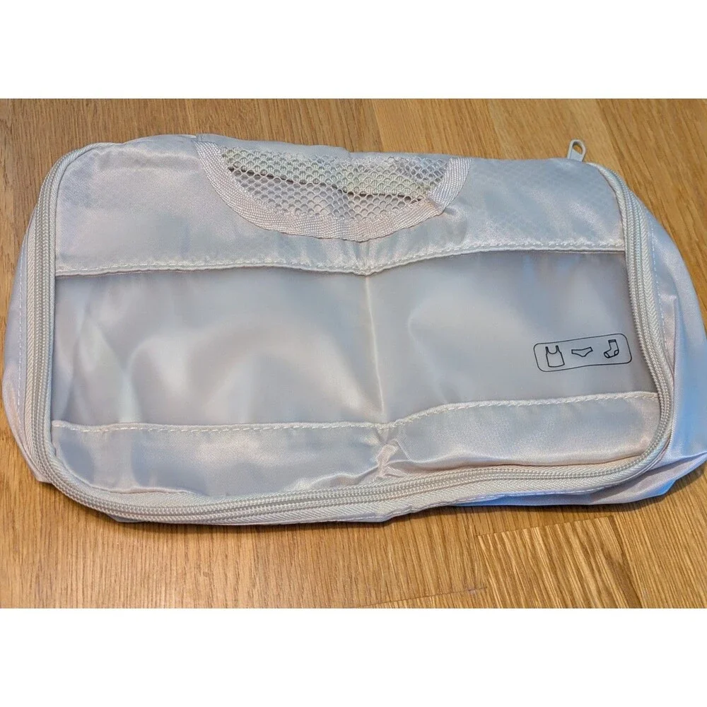 Cream 7-Piece Packing Cube Luggage Travel Organizer Storage Bag Set